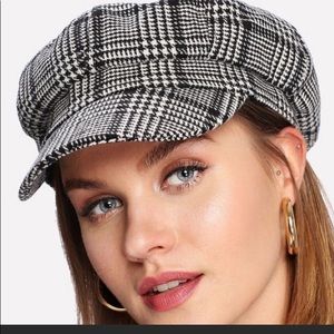 Gray plaid hat beanie